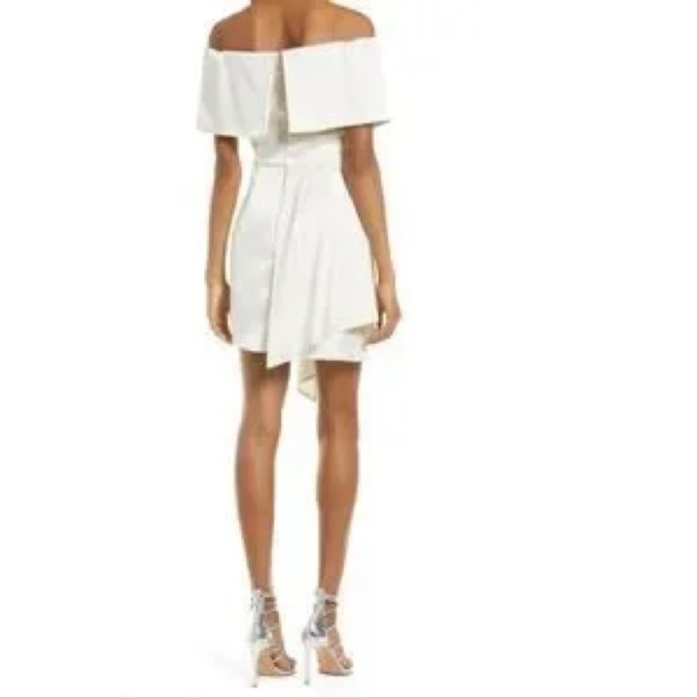 Lulu’s Always Celebrating Ivory Off-Shoulder Satin Dress, Size Large - Picture 2 of 8